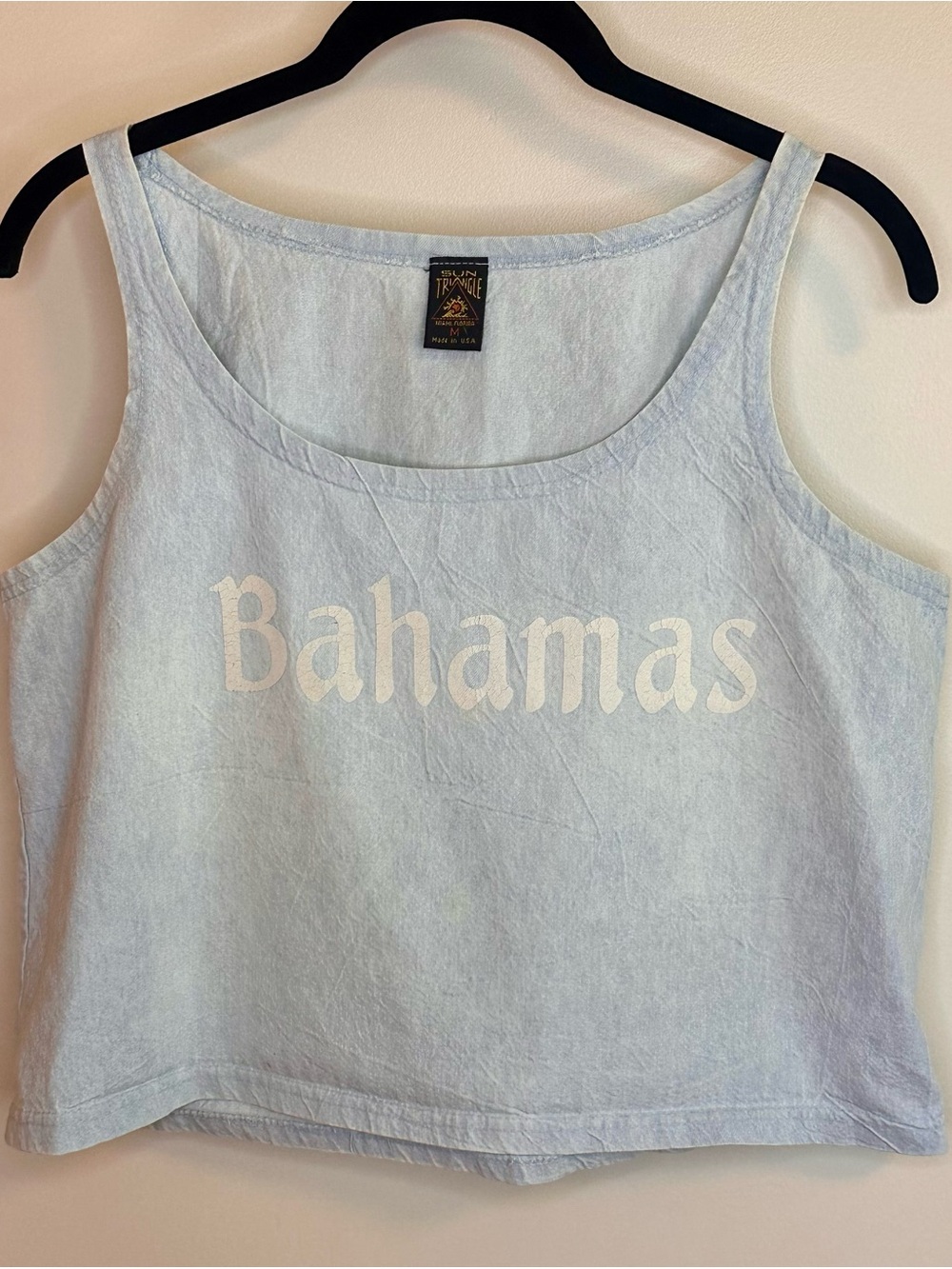 Vintage 80s Cotton denim-look Bahamas Tank top - Sun Triangle - Medium